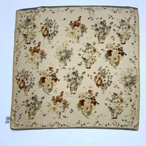 LANCETTI Beige Floral Silk Scarf ITALY 35”/ 34” EC